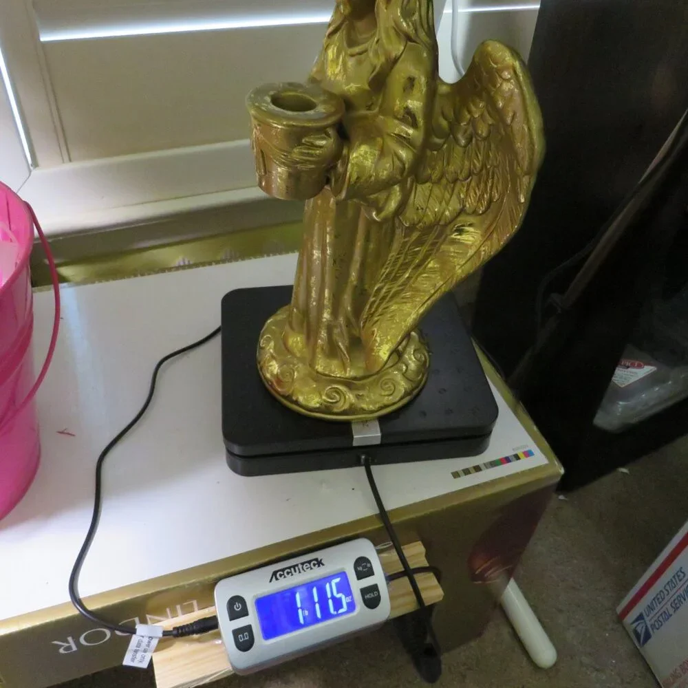Gold Foil Ceramic Angel with candle holder 12